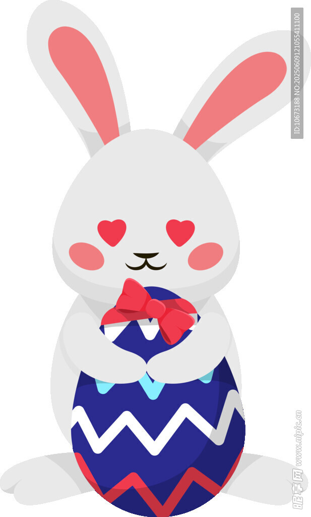 兔子抱彩蛋可愛插畫