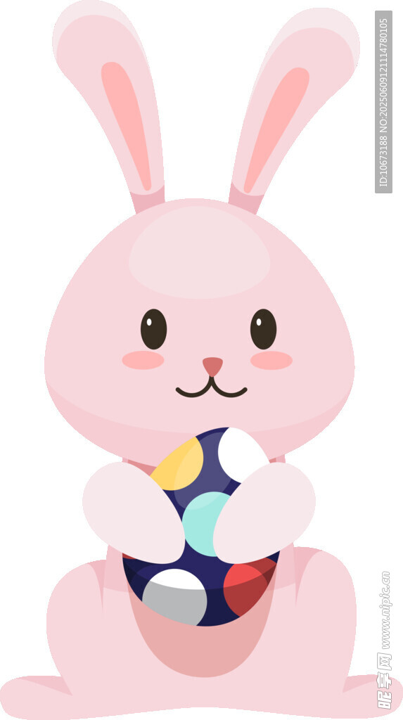 可愛抱蛋小兔子插畫