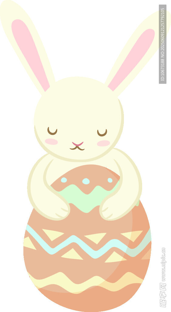 兔子抱彩蛋的可愛插畫