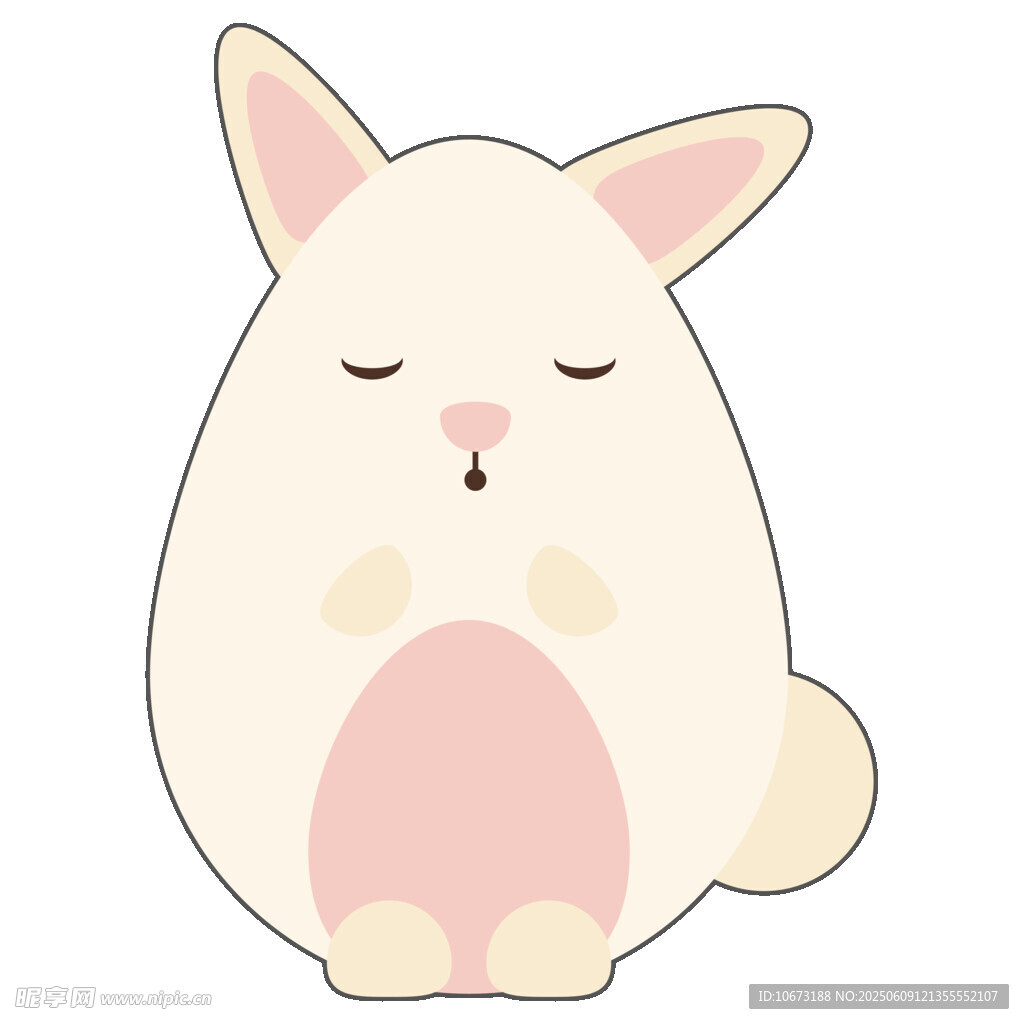 可愛閉眼小兔子插畫