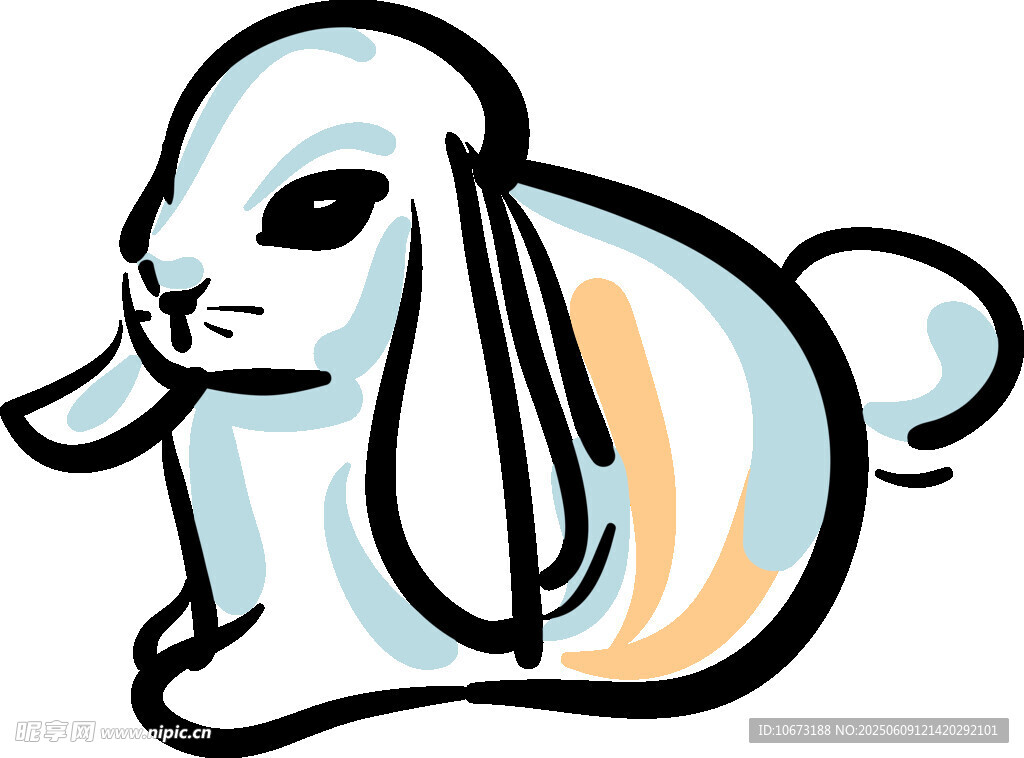可愛躺臥兔子插畫