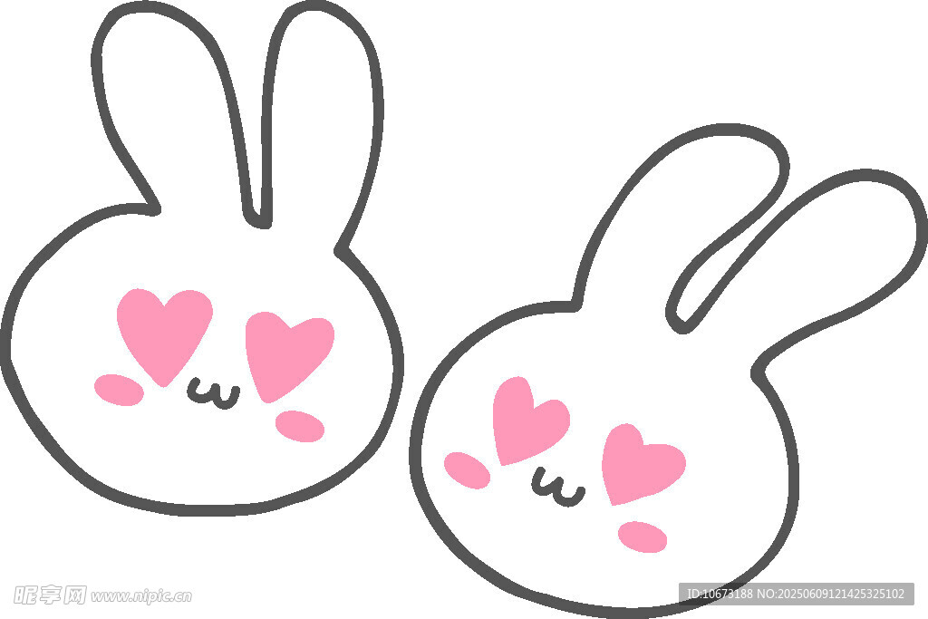 愛心兔頭插畫