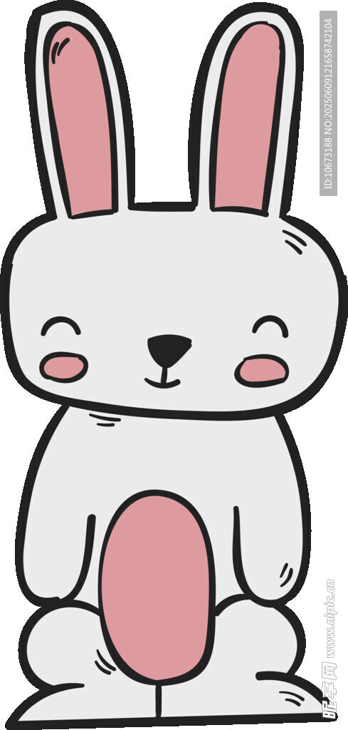 可愛坐姿小兔子插畫