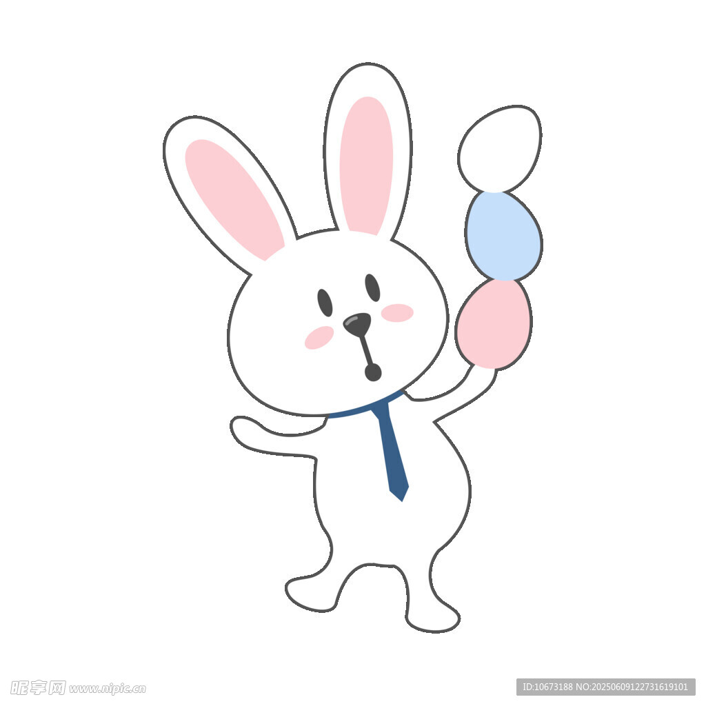 可愛兔子手持彩蛋