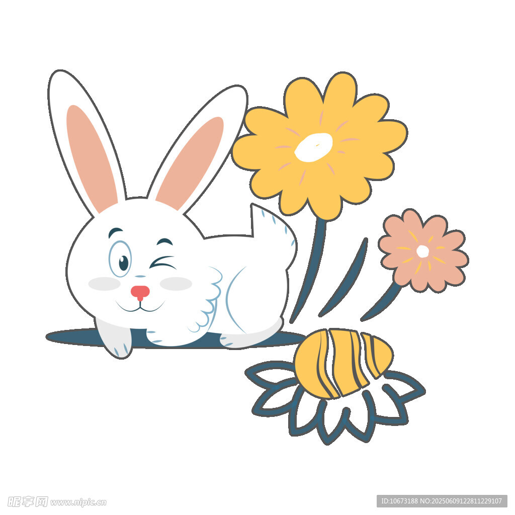 可愛兔子與花朵彩蛋