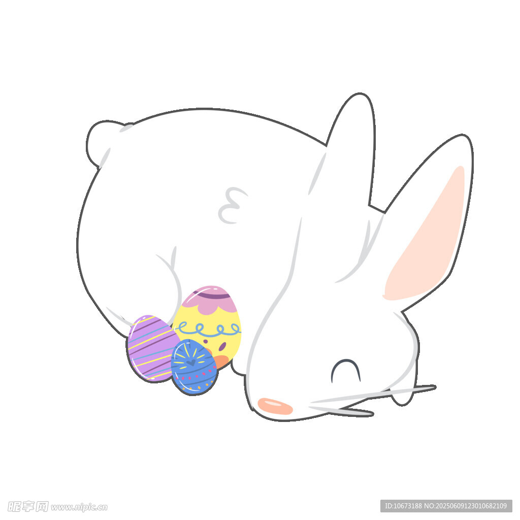 白兔抱彩蛋的可愛插畫