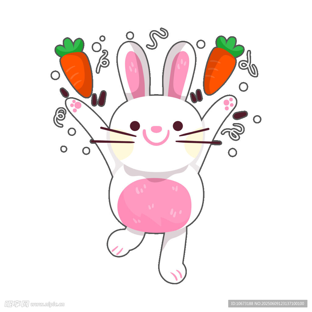 可愛兔子舉著胡蘿卜