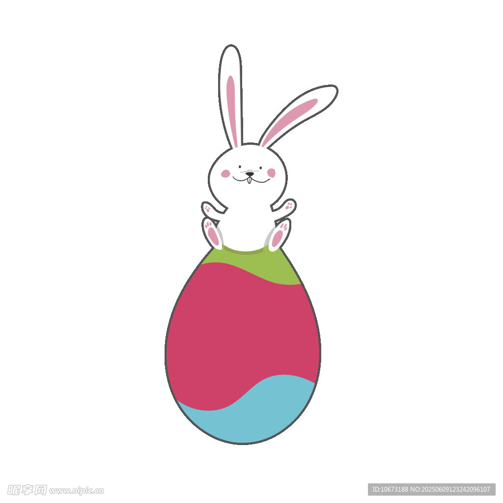 兔子立于彩蛋上的可愛插畫