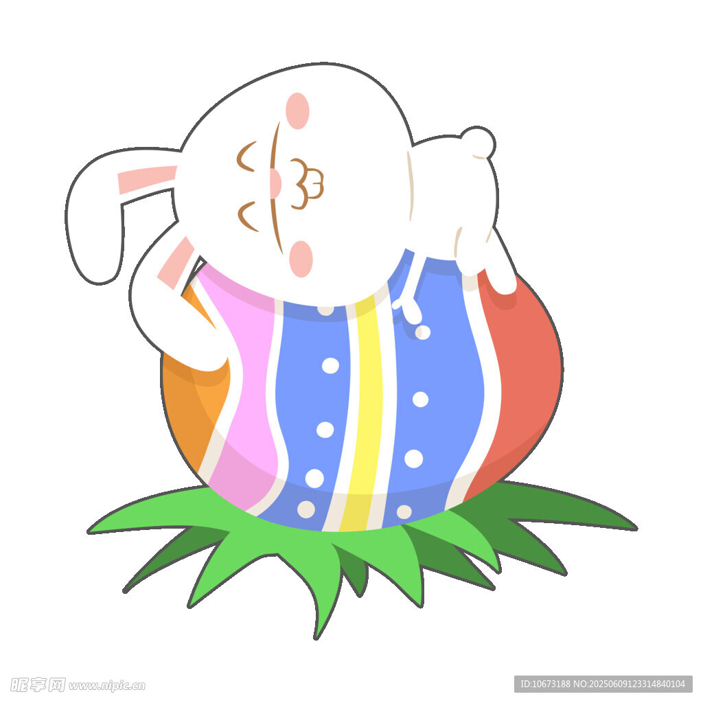 彩色蛋中可愛睡兔