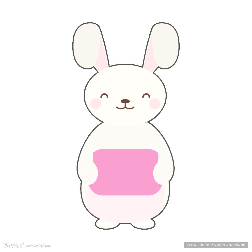 可愛白兔抱粉色方塊