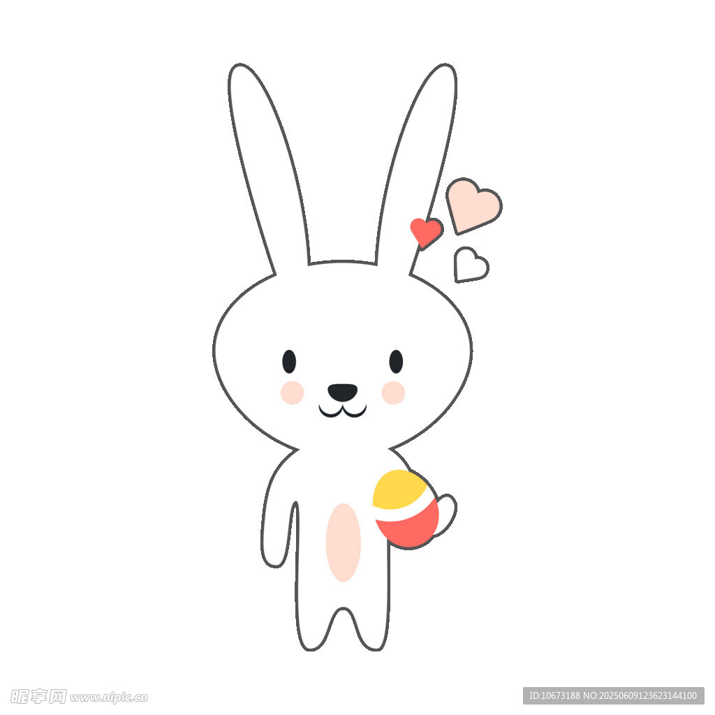 可愛白兔手持水果