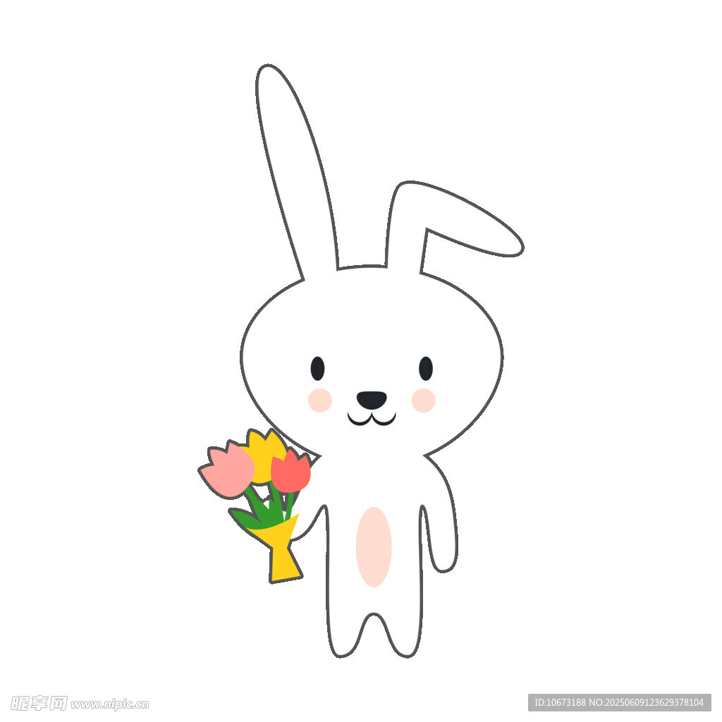 手持花束的可愛小兔子