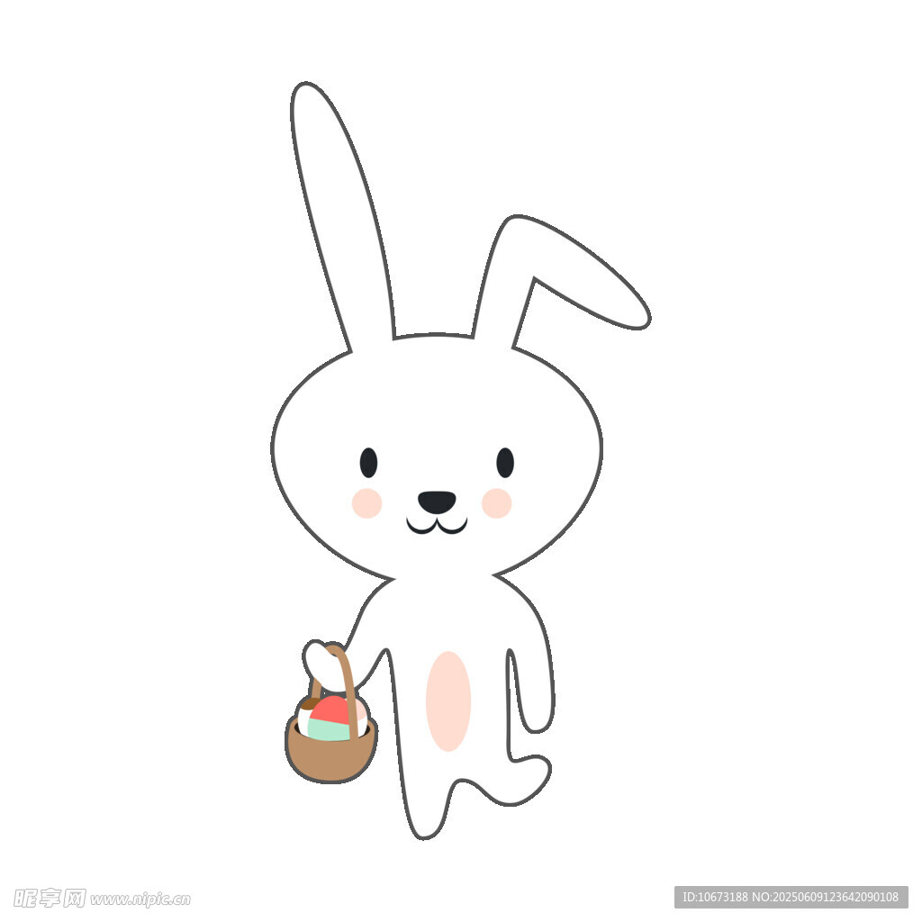 可愛白兔提籃插畫