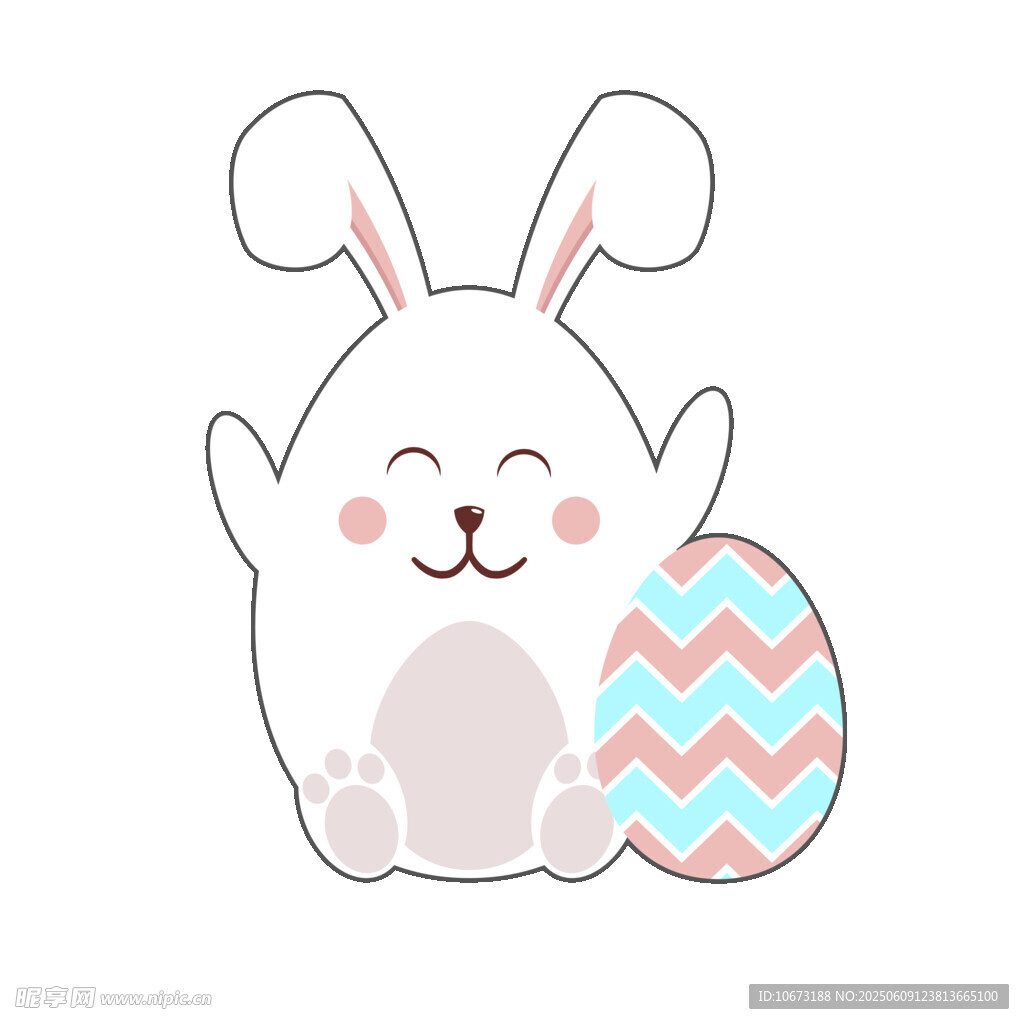 可愛兔子與彩蛋插畫