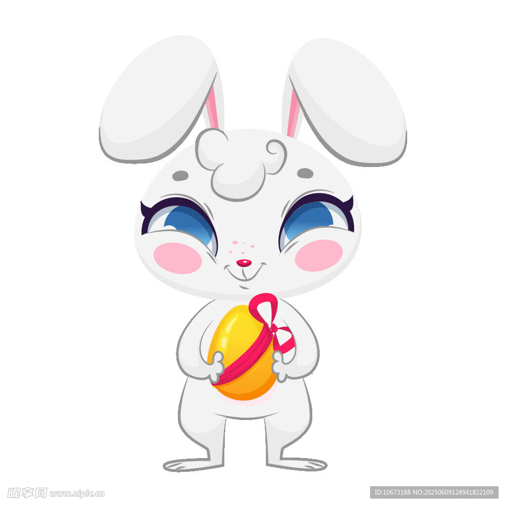 抱彩蛋的可愛卡通兔子