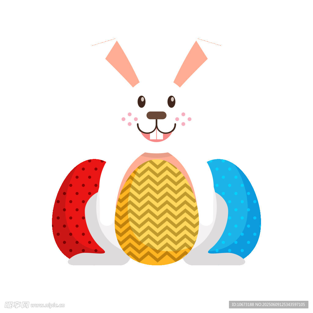 可愛兔子與彩蛋插畫