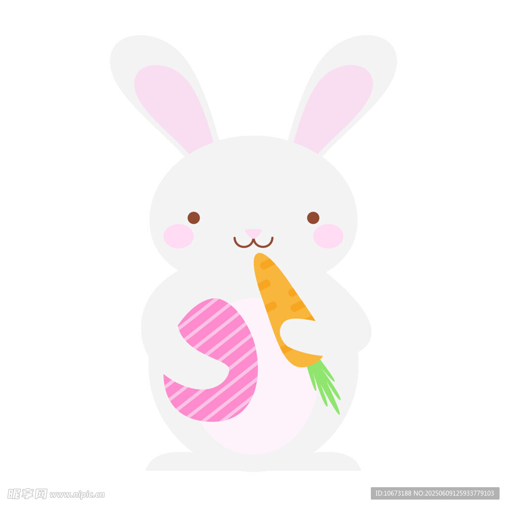可愛兔子抱胡蘿卜插畫
