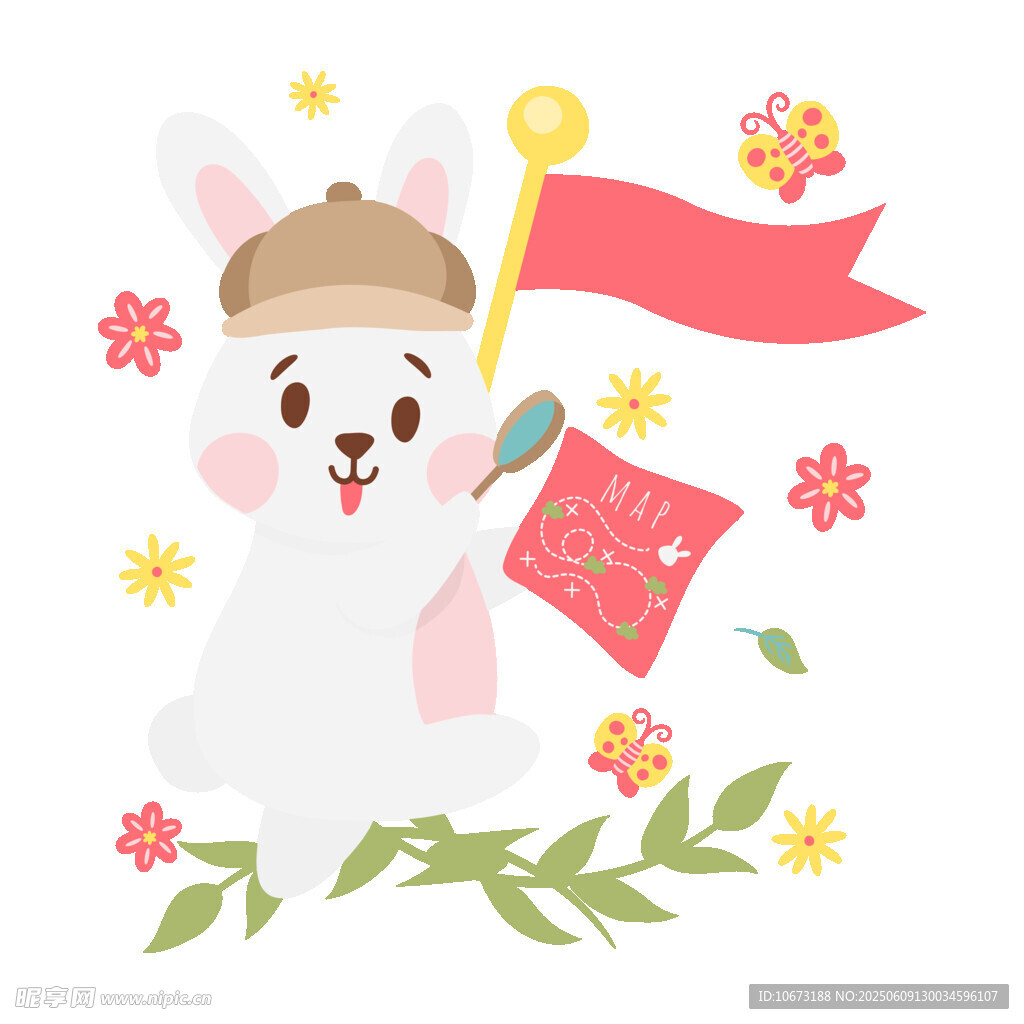 萌兔舉旗慶節日