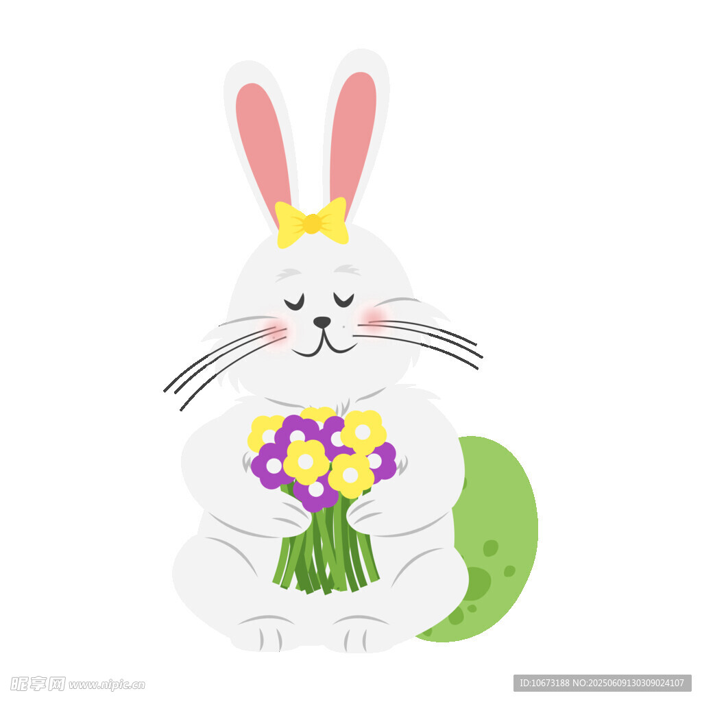 抱花白兔插畫