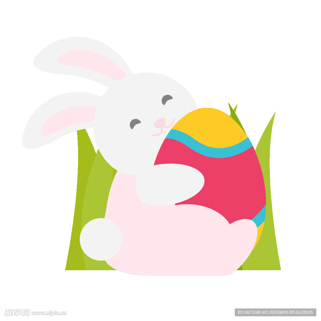 兔子抱彩蛋插畫