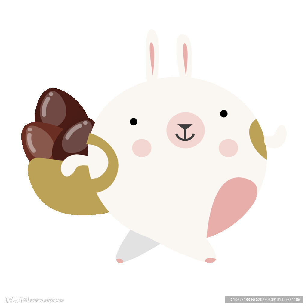 可愛小兔捧蛋歡樂形象
