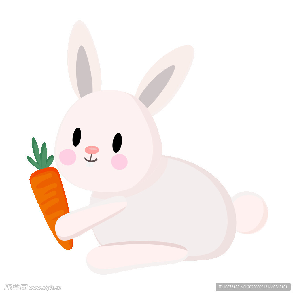 可愛白兔抱胡蘿卜