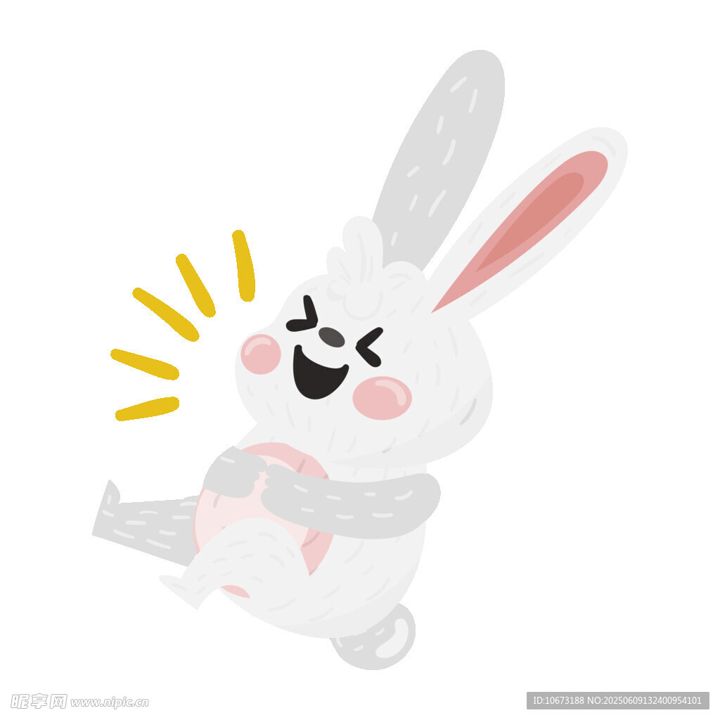 可愛白兔開心比耶