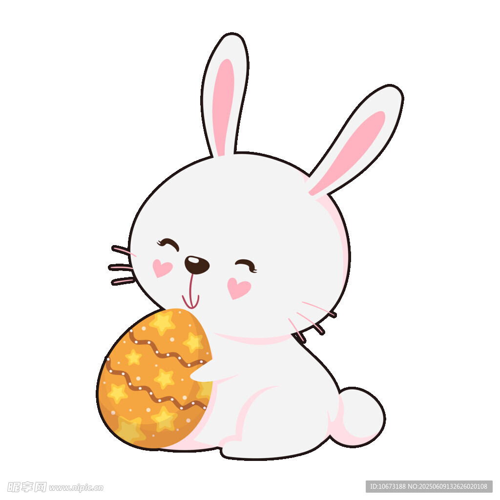 抱金蛋的可愛兔子