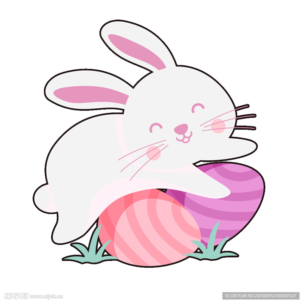 可愛兔子與彩蛋插畫