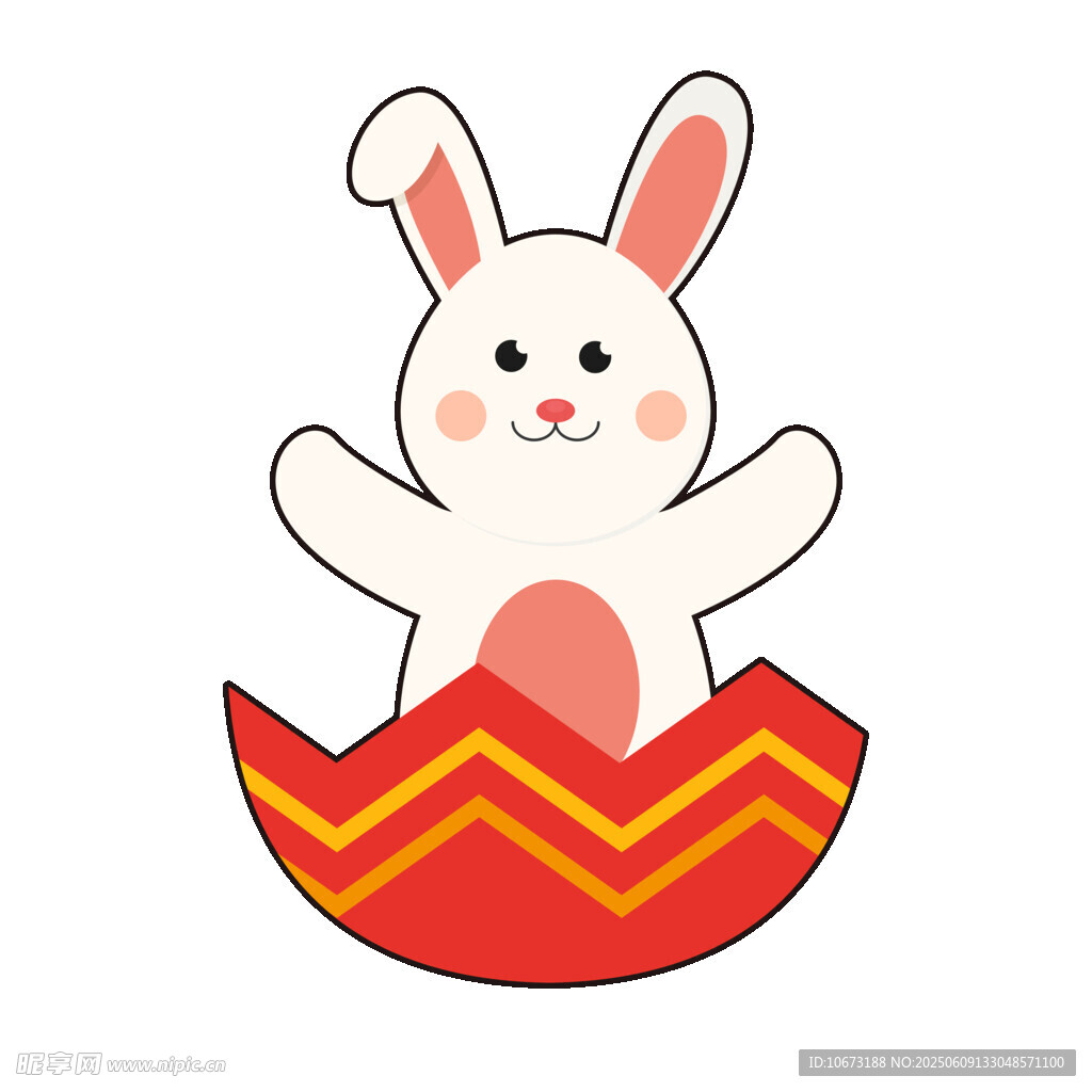 兔子從彩蛋中探出身子