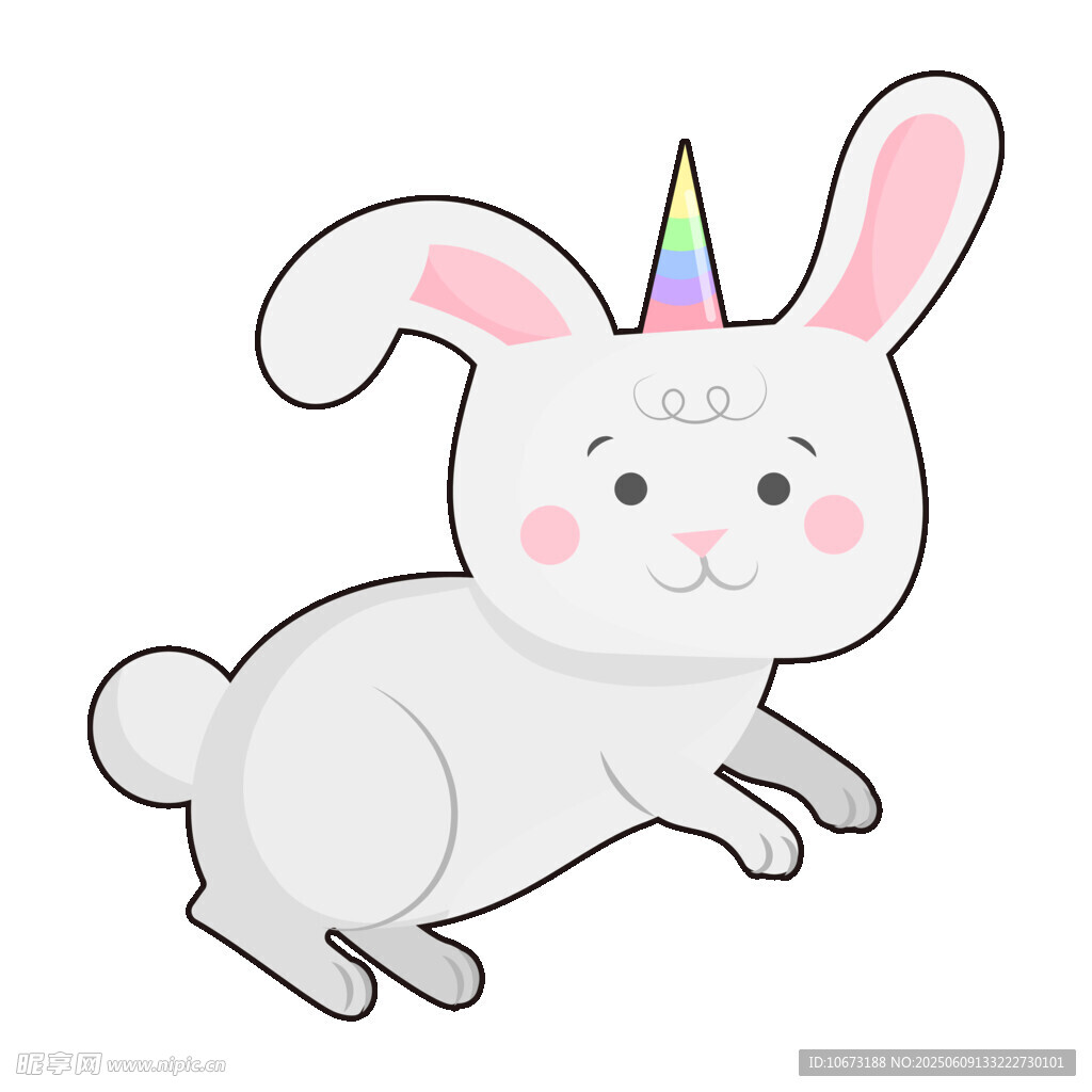 可愛獨角小兔