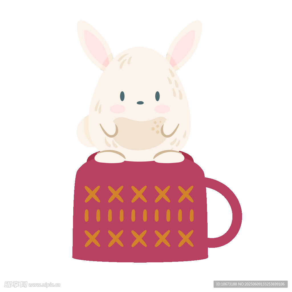 杯中小兔萌趣插畫