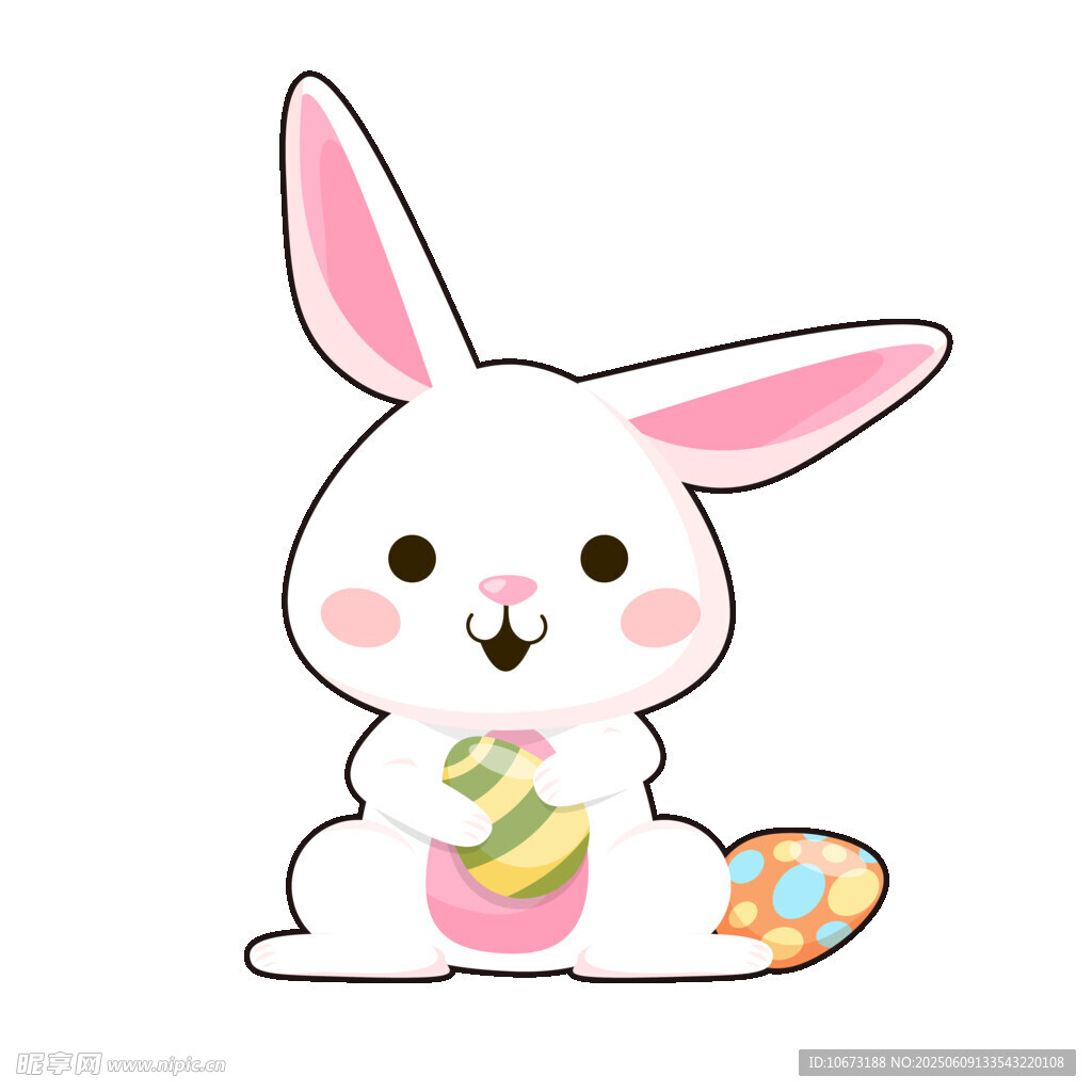 可愛兔子與彩蛋插畫