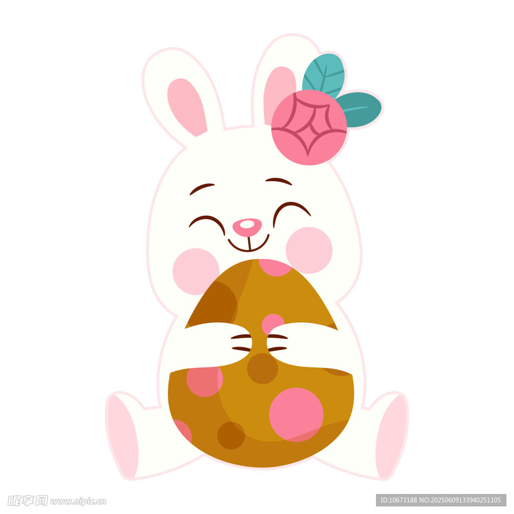 抱蛋兔子插畫