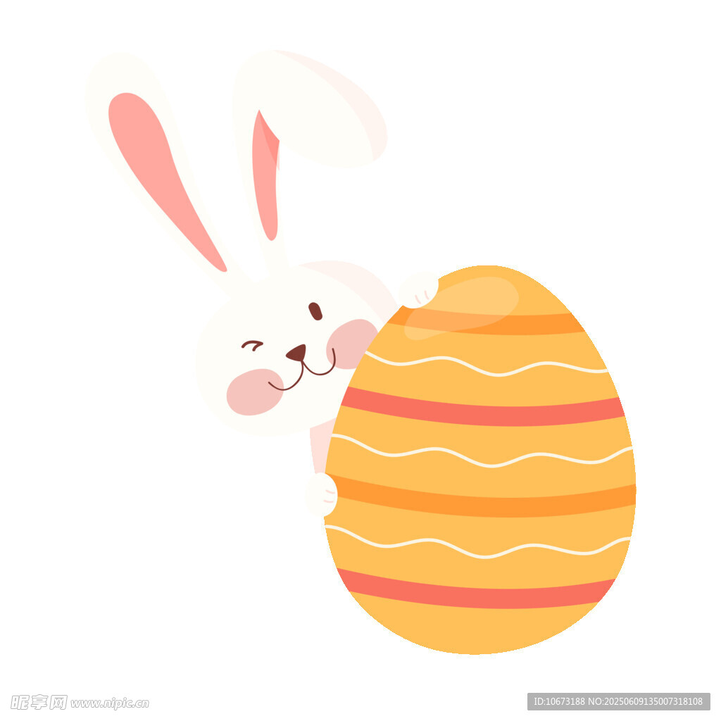 兔子依偎彩蛋可愛插畫