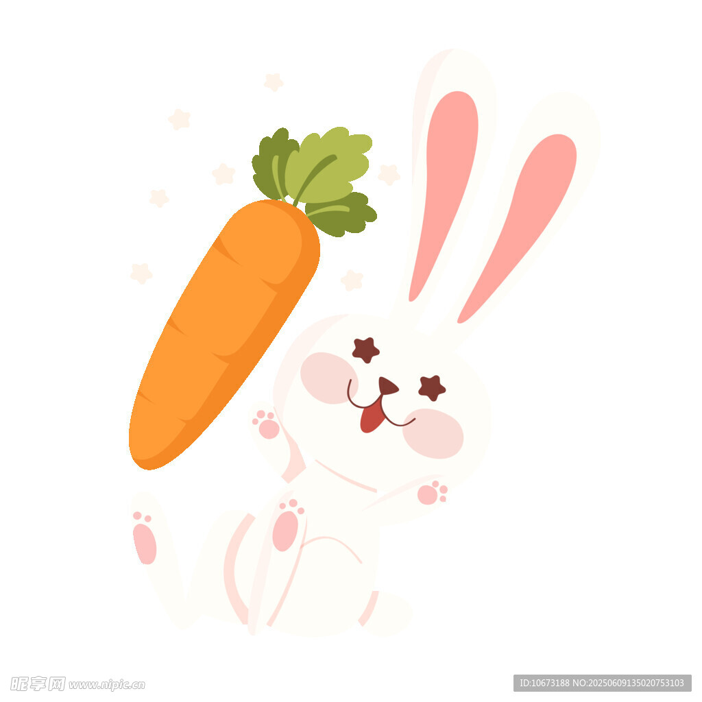 可愛兔子與胡蘿卜插畫