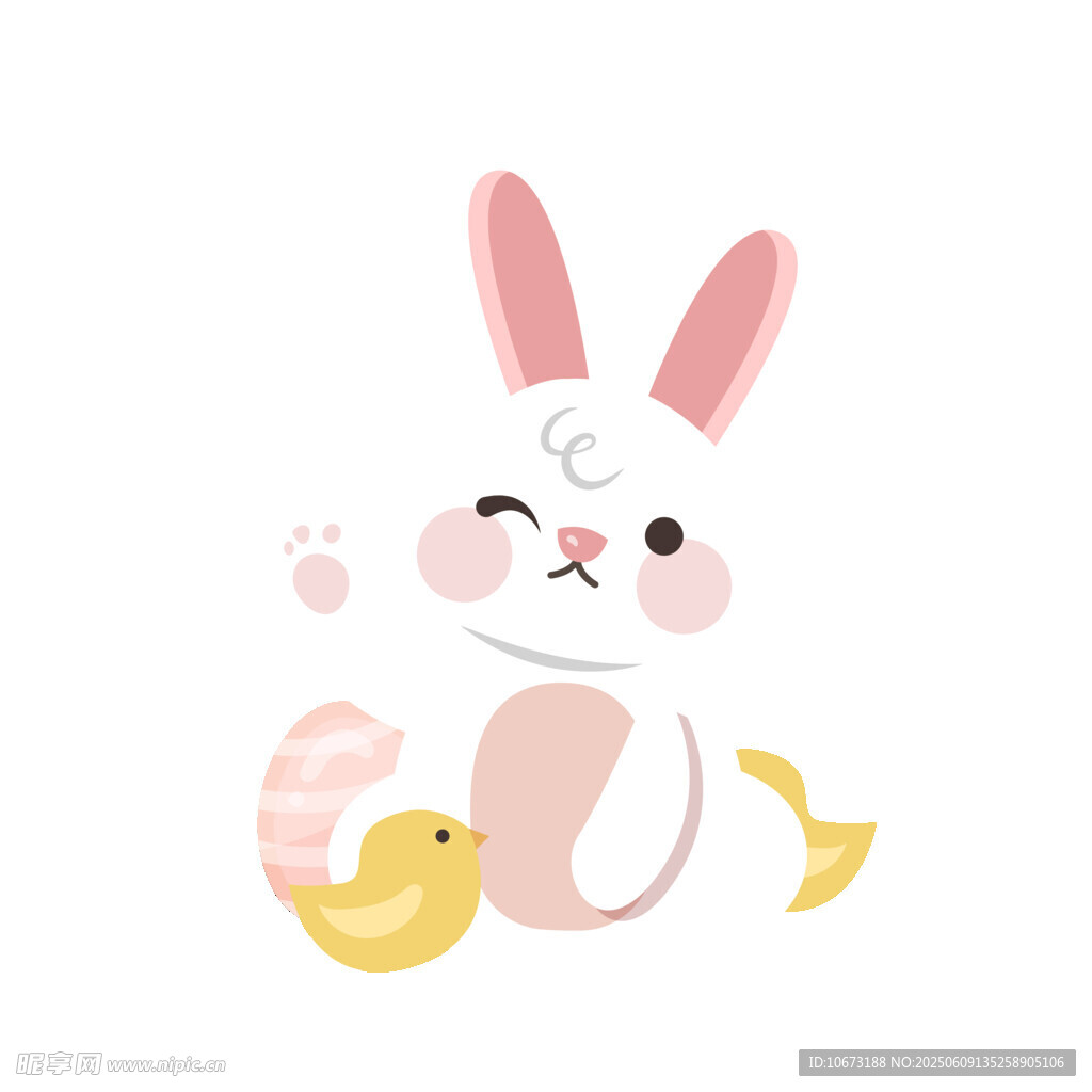 可愛兔子與彩蛋插畫