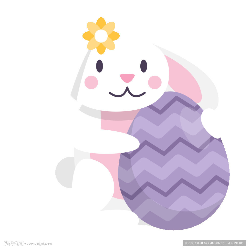 兔子抱彩蛋的可愛插畫