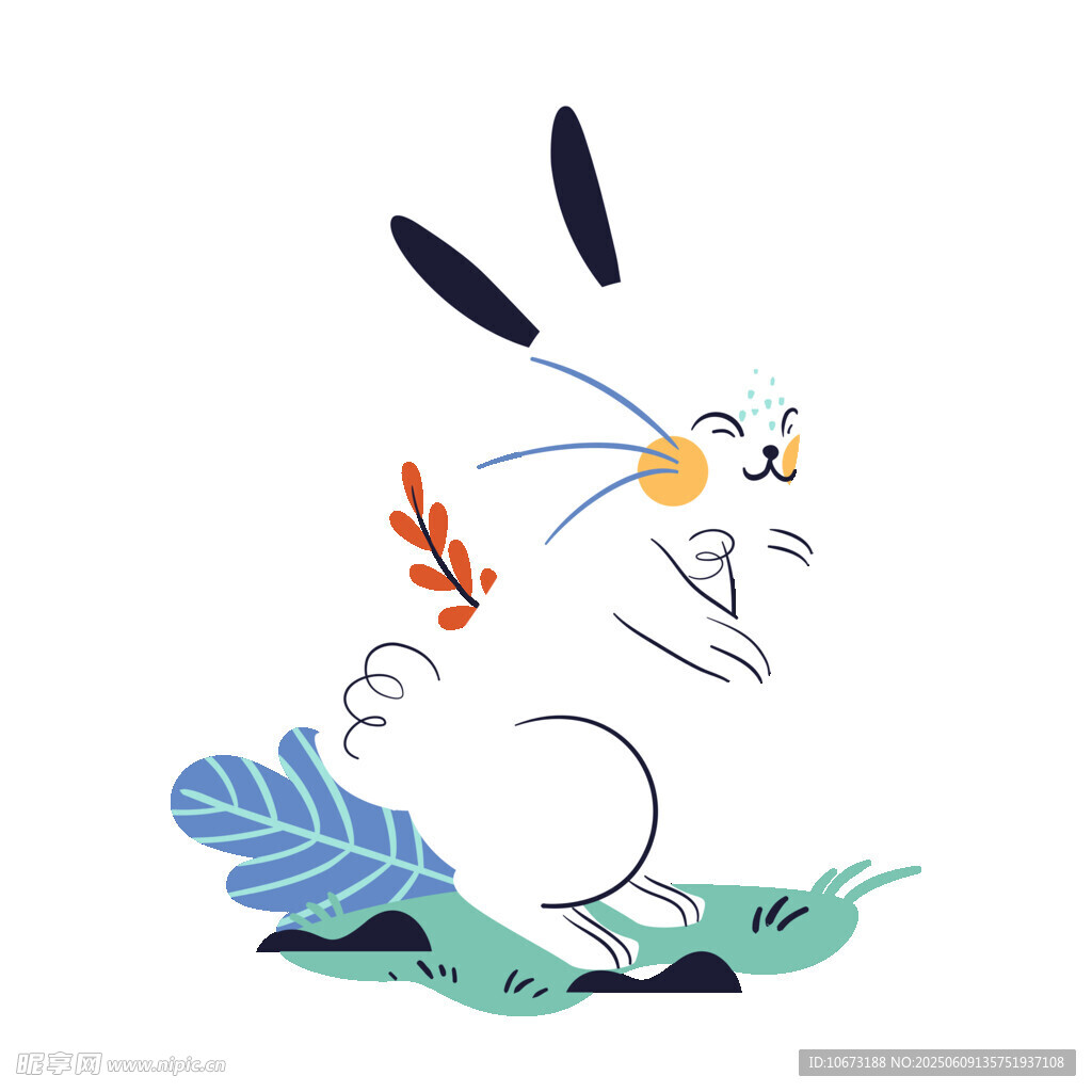 可愛白兔插畫