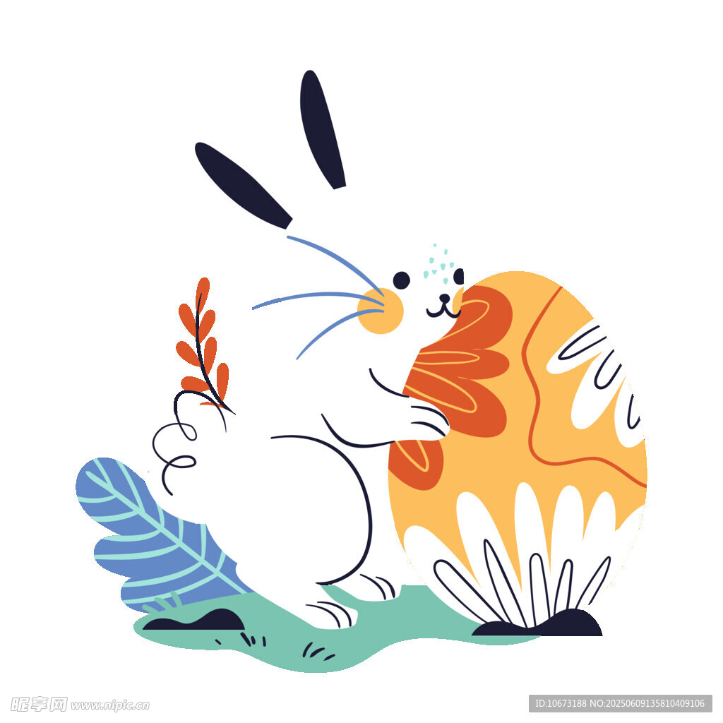 白兔抱胡蘿卜插畫