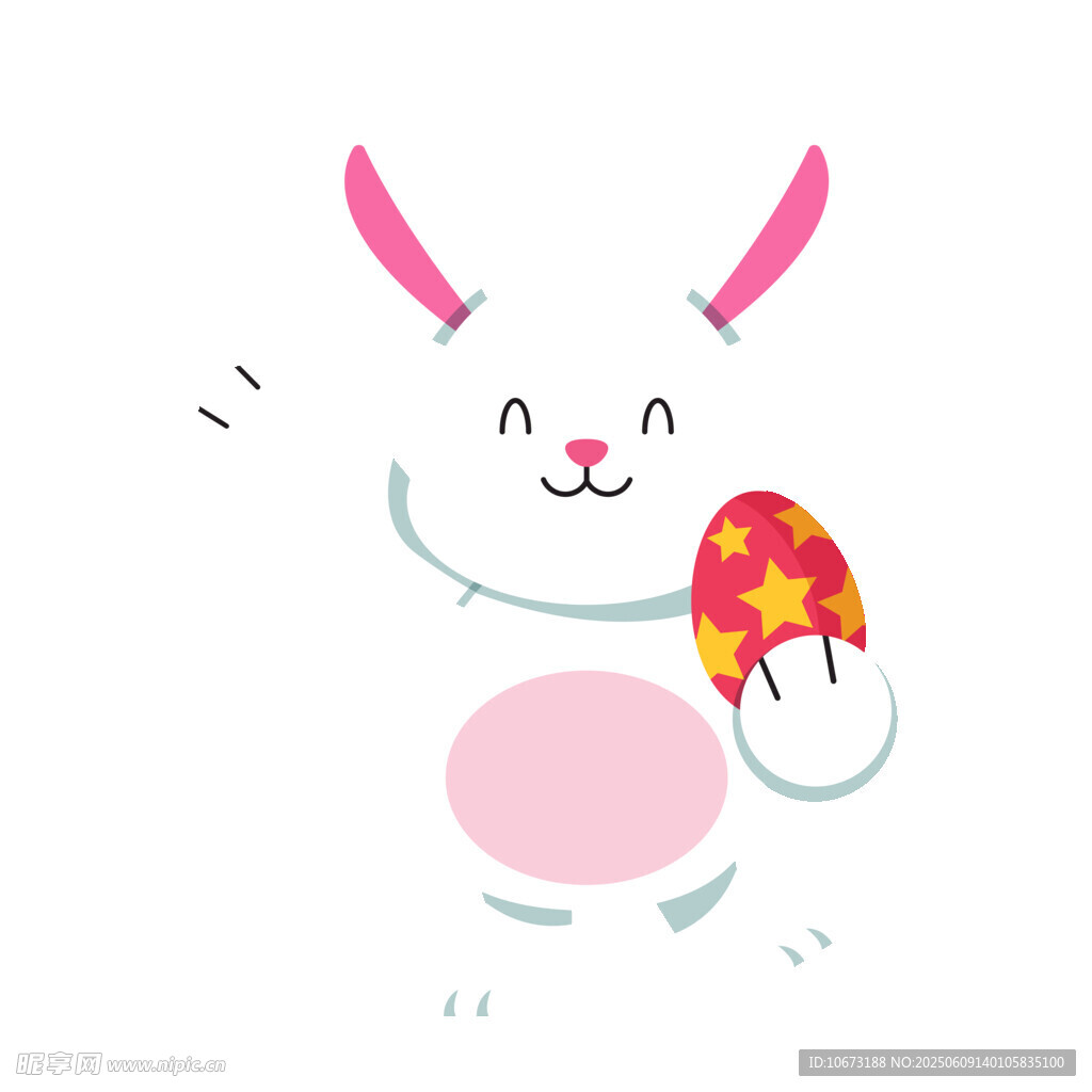 可愛兔子手持彩蛋