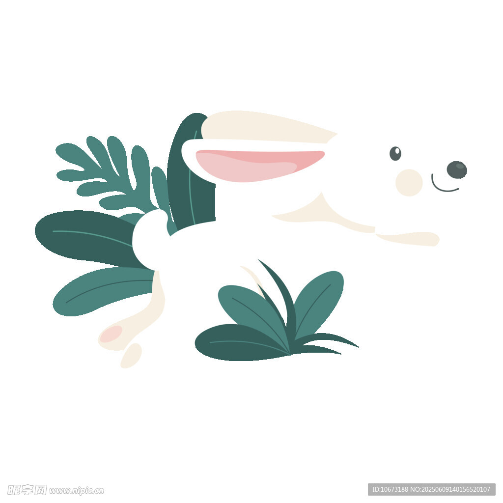可愛白兔藏于綠植間