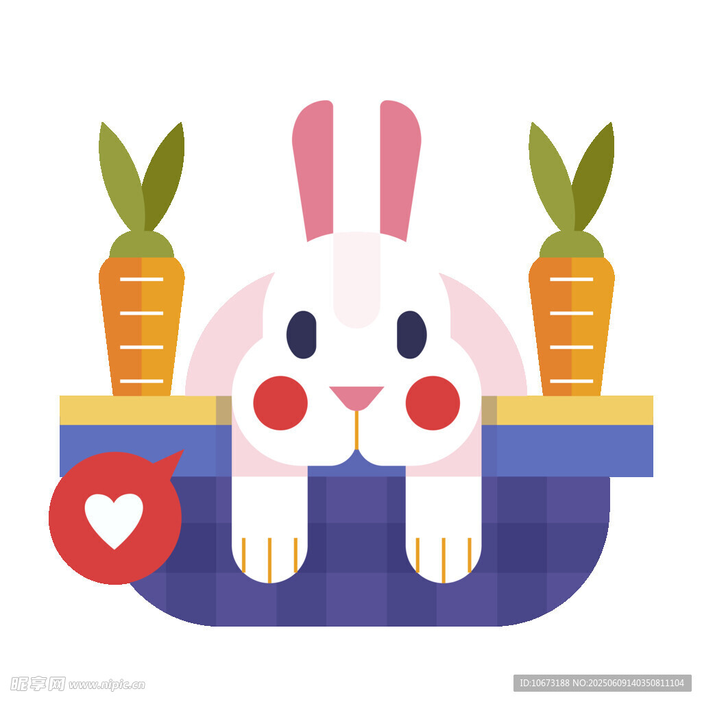 可愛兔子與胡蘿卜插畫