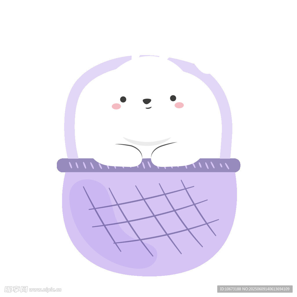 紫色籃子里的可愛小兔
