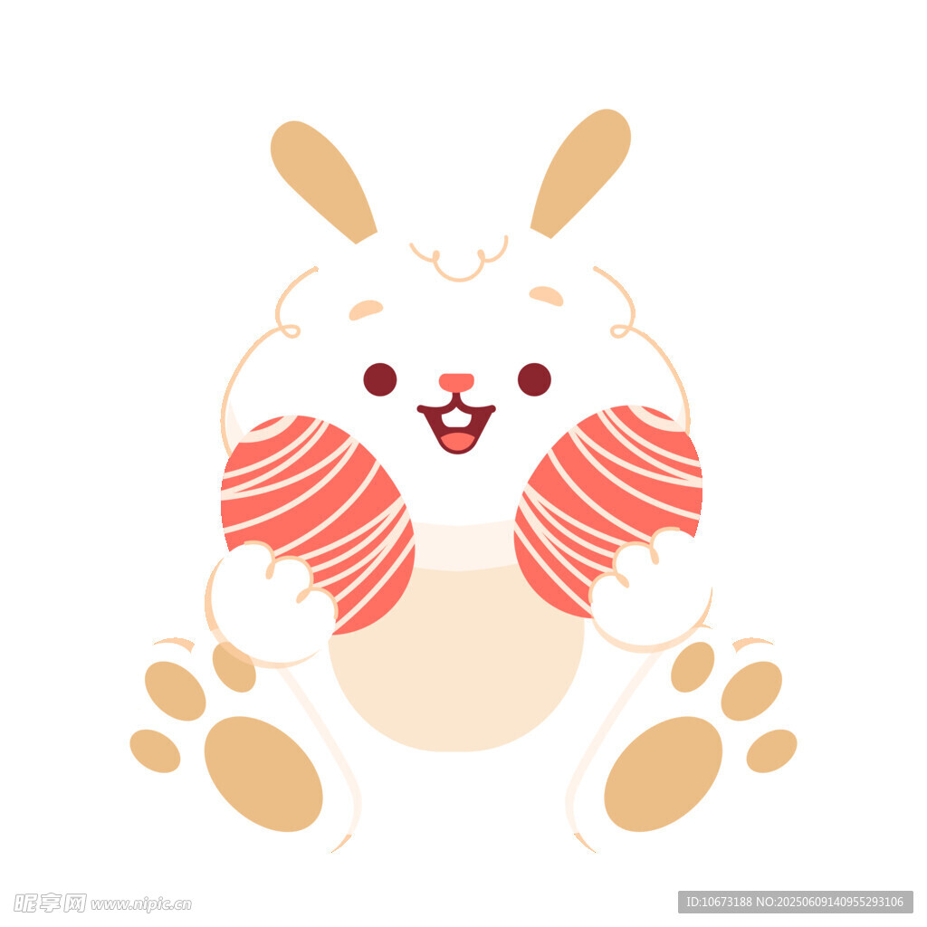 可愛抱蘿卜的卡通小兔子