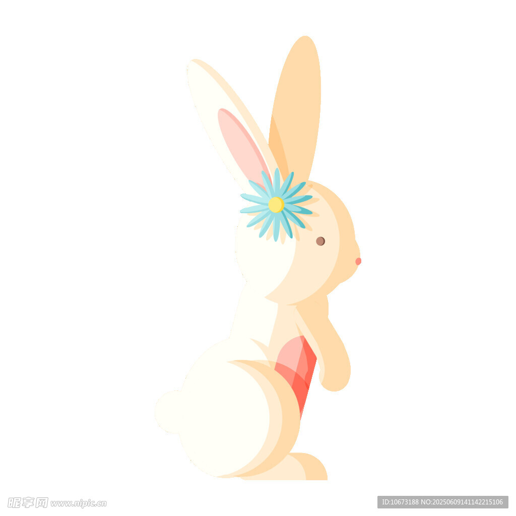 戴花小兔子插畫
