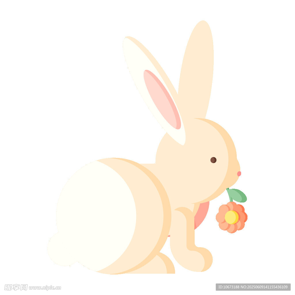 白兔銜花圖