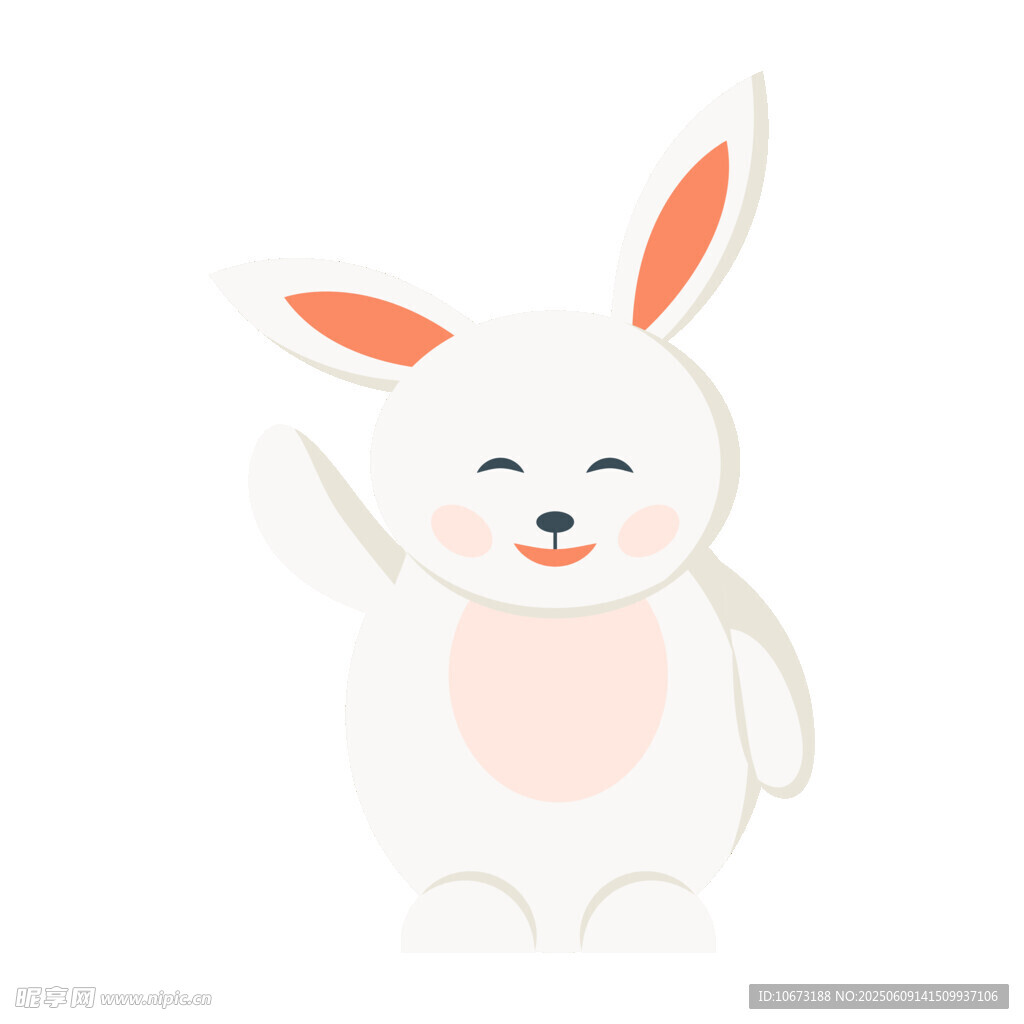 揮手的可愛白兔