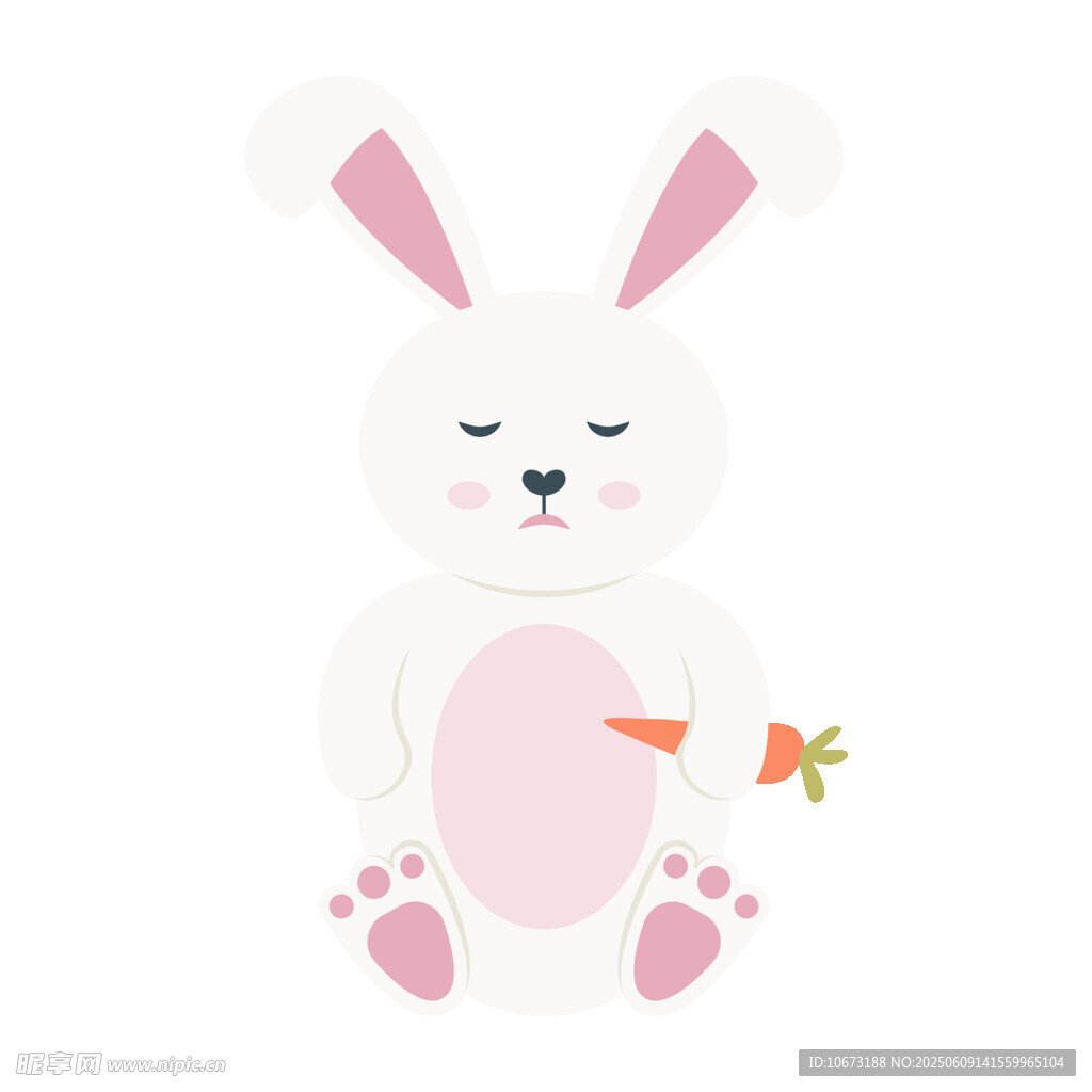 可愛白兔抱胡蘿卜插畫