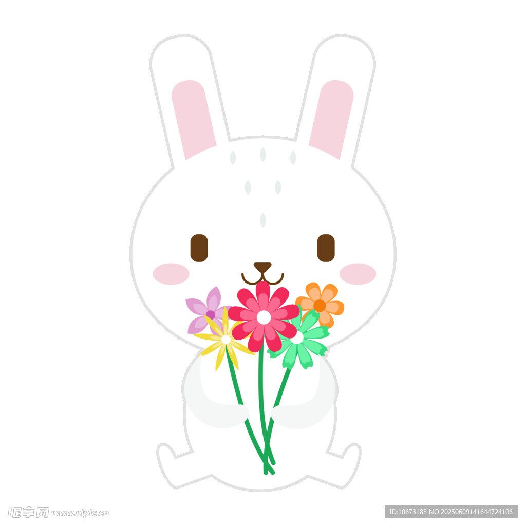 抱花的可愛兔子